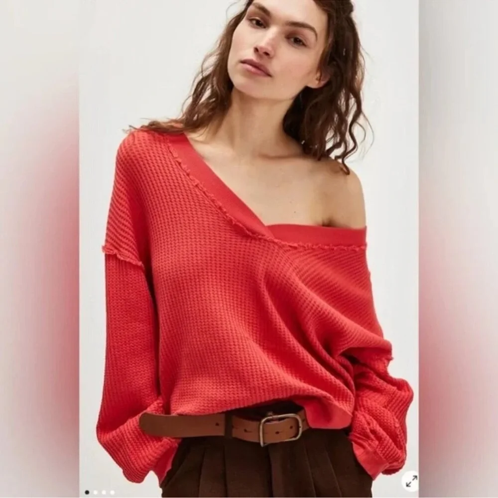 FREE PEOPLE We The Free Ricky Thermal High Risk Red XL - Picture 2 of 6